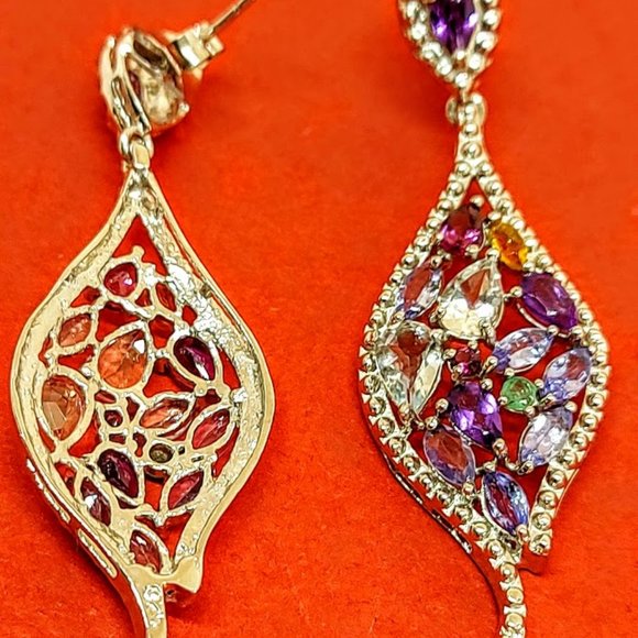 Unheated Natural Blue Aquamarine 6x4mm & Amethyst 925‎ Sterling Silver Earrings - Picture 6 of 7